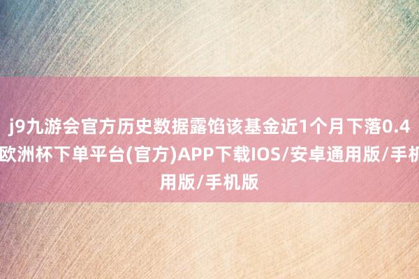 j9九游会官方历史数据露馅该基金近1个月下落0.4%-欧洲杯下单平台(官方)APP下载IOS/安卓通用版/手机版